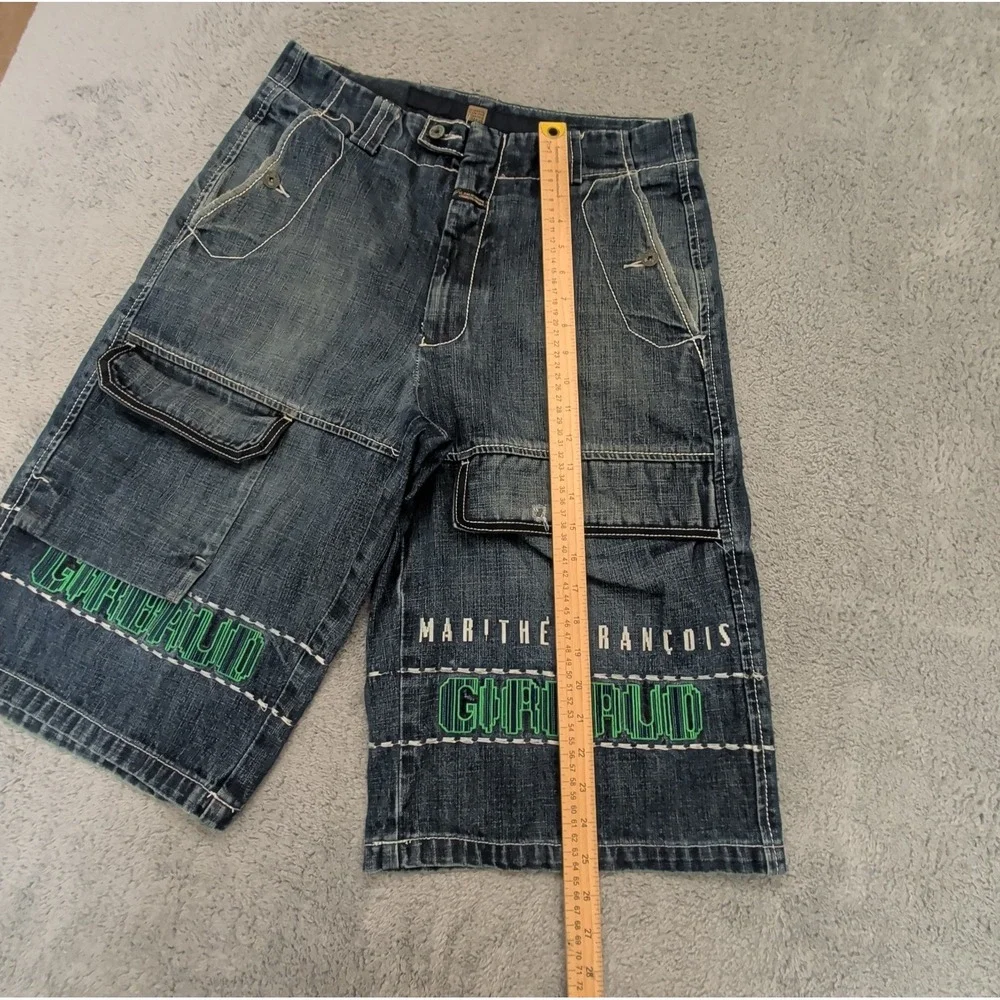 Vintage Marithe Francois Girbaud Denim Shorts Mens 33 Baggy Y2K Green Spellout